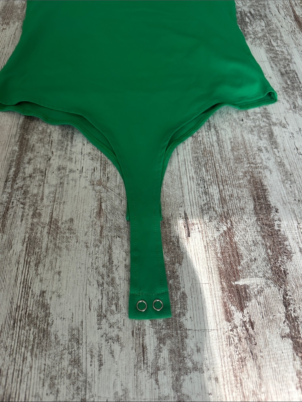 ReoRia Emerald Green Criss Cross Shoulder Bodysuit - Picture 8 of 9